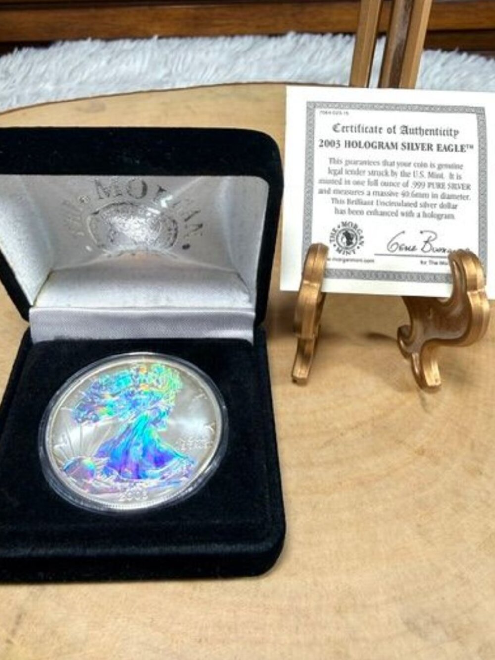 Vintage The Morgan Mint 2003 Hologram Uncirculated U.S. Silver Eagle Dollar